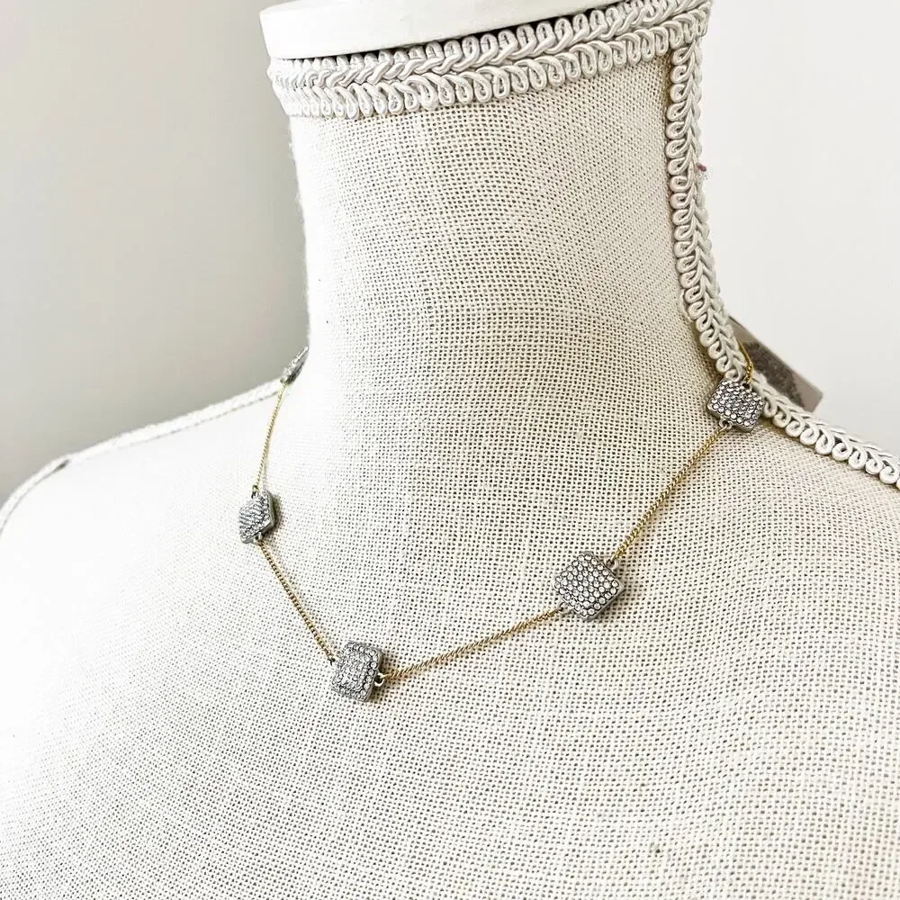 NEW White House Black Market Silver Chain & CZ Necklace